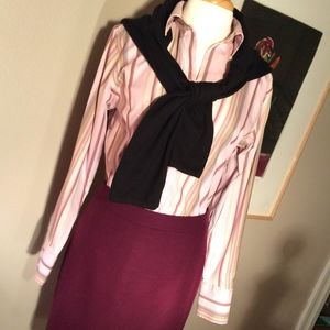 Wrinkle Resistant Striped Button Down Shirt (Tall)